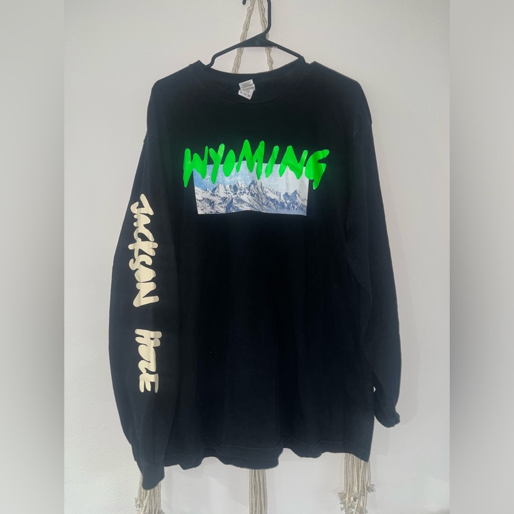 OFFICIAL KANYE WEST Black Wyoming Graphic Long Sleeve Shirt